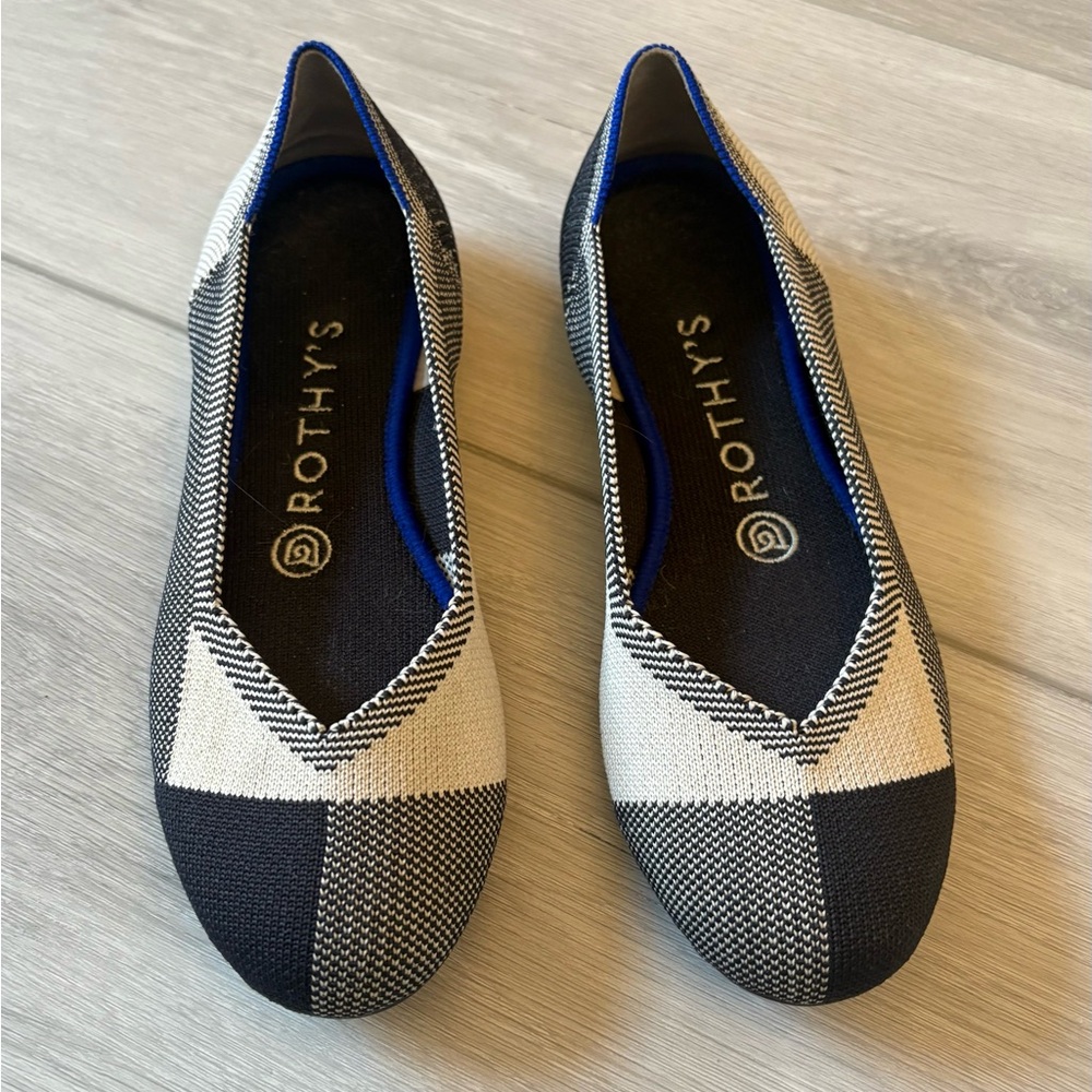 Rothy’s The Flat Captoe Black Colorblock, size 6.5 US